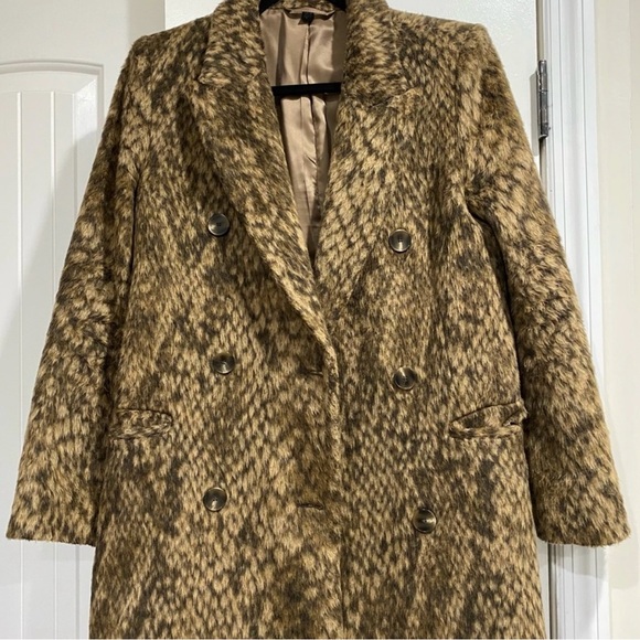 & Other Stories Tailored Wool-Blend Animal Print Coat Women’s Size 4 - Picture 2 of 4
